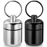 2 Stück Pillendose Schlüsselanhänger Mini Pill Case Φ 2,96 cm Wasserdicht Tragbare Pillendose Metall Tablettenbox Pillenbox Mini mit Schlüsselanhänger Aufbewahrungsbox Medizin Pillendosen für Reise