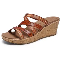 SKECHERS Damen Beverlee Tiger Posse Keilsandale, Luggage Duraleather, 38 EU