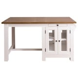 Casa Padrino Küchenbuffet Landhausstil Kücheninsel mit 4 Glastüren und 2 Schubladen Weiß / Dunkelbraun 150 x 85 x H. 80 cm - Landhausstil Küchenmöbel