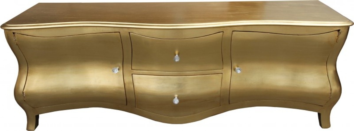 Casa Padrino Barock Fernsehkommode Gold Antik-Look 173 cm - Fernsehschrank - Sideboard
