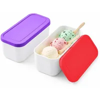 Tutamaz 2er-Set Eisbehälter für Speiseeis 2L, Eiscreme Behälter mit Deckeln, Gefrierdosen, Wiederverwendbare Gefrierbehälter für Sorbet Joghurt Desserts BPA-frei (B)