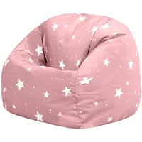 I.C.O.N. Icon Sterne Sitzsack Kinder, Rosa, Gewebter-Stoff, Sitzsack mit Füllung, Bequemer Kinder Sessel, Kuschelsessel, Lese Sessel, Schlafzimmer, Kinderzimmer, Spielzimmer