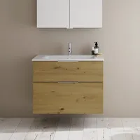 Burgbad Eqio Slim Keramik-Waschtisch inklusive / Eiche Dekor Urban,