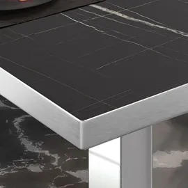 GGM Möbel Bistro Loungetisch 60 x 60 x 41 cm Schwarz Marmor/Edelstahl