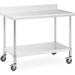 Royal Catering - Rollbarer Edelstahl Arbeitstisch Edelstahltisch Aufkantung 60 x 120 cm, 158 kg