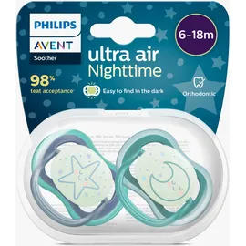 Philips Avent Ultra Air Night Schnuller 2er-Pack 6-18m, Grün/Blau