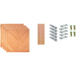 Dichtzaun TETZNER & JENTZSCH "Springfield 2", beige (naturbelassen), H:180cm, Holz, Zaunelemente, 4 Elemente, LxH: 765x180 cm