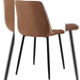 CLP 2er Set Esszimmerstuhl Gifford Samtbezug I Küchenstuhl mit Rückenlehne