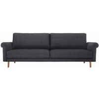 hülsta sofa 3-Sitzer hs.450, Armlehne Schnecke modern Landhaus, Breite 208 cm, Fuß Nussbaum, wahlweise Stoff oder Leder grau