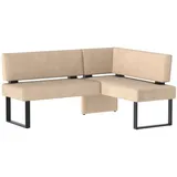 Eckbank HOME AFFAIRE "Oliver mit Metallgestell, Küchenbank", weiß (beige (castello 8622), schwarz), B:220cm H:89cm T:160cm, Holzwerkstoff, Massivholz, Polyester, Sitzbänke, Eckbank, verschiedene Bezüge Cord Esszimmerbank OTTOs Choice