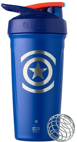 BlenderBottle Trinkflasche Strada Thermo Edelstahl Captain America 710ml blau