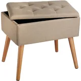 Tectake tectake® Sitzbank, gepolstert, in Leinenoptik, Holzbeine mit Filzgleitern, 51 x 37,5 x 45,5 cm