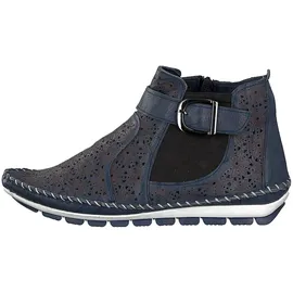 Gemini Damen Stiefelette Leder Cutouts floral Muster 382019-19, Größe:38 EU, Farbe:Blau - Blau - 38