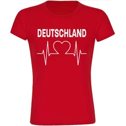 multifanshop Damen T-Shirt - Deutschland - Herzschlag - Druck weiß - Frauen
