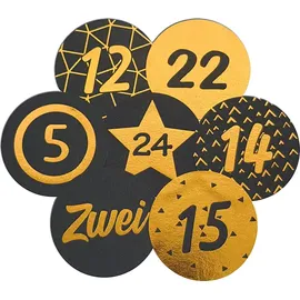 Frau WUNDERVoll® Frau WUNDERVoll DIY-Adventskalenderzahlen schwarz matt, gold 48-tlg