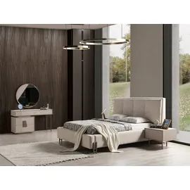 JVmoebel Beiges Luxuriöses Schlafzimmer Set Polsterbett Holz, Schminktisch