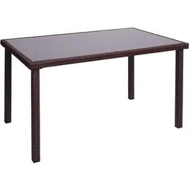 MCW Poly-Rattan Tisch MCW-G19, Gartentisch Balkontisch, 120x75cm braun