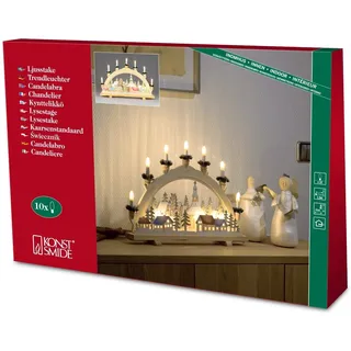 Konstsmide Holzleuchter, Natur, Winterlandschaft, 10 klare Birnen, 230V, Innen, weißes Kabel - 2141-154