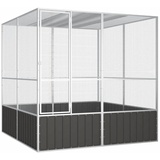 Tidyard Vogelkäfig Vogelbauer Vogelvoliere großer Vogelhaus Papageienkäfig Trennwand Trenngitter Zuchtkäfig Anthrazit 213,5x217,5x211,5 cm Verzinkter Stahl