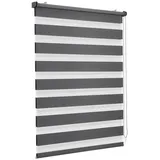Sekey Doppelrollo Klemmfix ohne Bohren für Fenster, 75 cm breites Doppelrollo Duo-Rollo Sonnenschutz, 75x130cm, Dunkelgrau