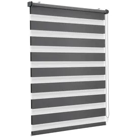 Sekey Doppelrollo Klemmfix ohne Bohren für Fenster, 75 cm breites Doppelrollo Duo-Rollo Sonnenschutz, 75x130cm, Dunkelgrau