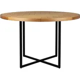 Dutchbone Esstisch CLASS EICHE mit Fischgrät Platte rund Ø 120 cm von DutchBone - Schwarz