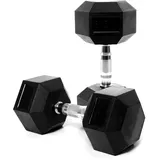 CorePowerPro Hexagon Hantel Set (2x17.5kg), Gummierte Kurzhanteln Set mit Verchromten Griff, Dumbbells für Gym, Studio und Zuhause, Strength Training Equipment Gewicht Set