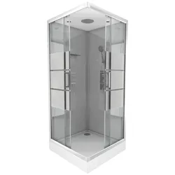 Komplettdusche MARWELL "Grey River 2 Square", grau (silberfarben), B:90cm H:215cm T:90cm, Duschkabinen, inkl. Armaturen