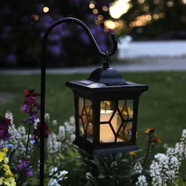 StarTrading LED Solar Laterne mit Kerze 3in1 Gartenleuchte flackernd Lichtsensor 50cm