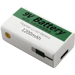 AccuCell 9V Akkublock mit USB-C Ladeanschluss, Li-ion, 7,4V, 1200mAh, 8,1 Wh