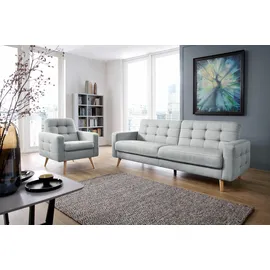 exxpo - sofa fashion 3-Sitzer EXXPO - SOFA FASHION "Nappa, Schlafsofa, bequem, zeitloses Design, L-Form", grau (hellgrau), B:222cm H:87cm T:78cm, Struktur ( 100% Polyester), Sofas, tolle Detailverarbeitung, mit Bettfunktion und Bettkasten