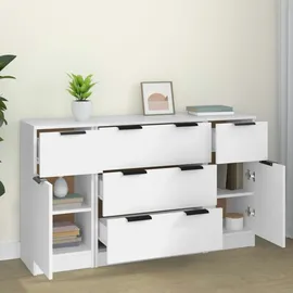 vidaXL 3-tlg. Sideboard-Set Weiß Holzwerkstoff