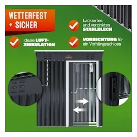 Gardebruk Geräteschuppen 1,81 x 1,62 m anthrazit/metall Schiebetür