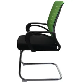 Mendler 2er-Set Konferenzstuhl HWC-K51, Besucherstuhl Freischwinger, 150kg belastbar Stoff/Textil ~ grün