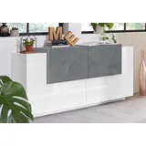 INOSIGN »Coro, Kommode, Schrank, Kredenz, grifflos mit Einlegeböden«, 4 Türen, Doppeltiefe, B/T/H 160x86x45cm grau