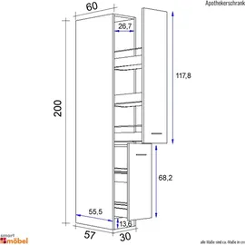 Flex-Well Apothekerschrank 30 x 0 x 0 cm Weiß