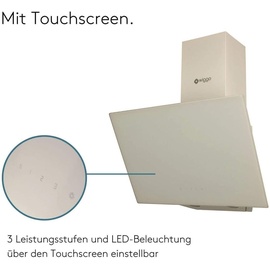 Wiggo Dunstabzugshaube 50cm kopffrei I Abluft Umluft Dunstabzug 300m3/h - LED Touch-Display 3 Stufen I Schräghaube inkl. Fettfilter & 2x Kohlefil...