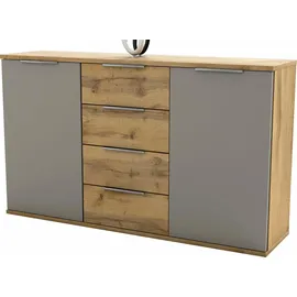 SchlafKONTOR Kombikommode Capri 150 x 90 x 38 cm Wildeichefarben / Basaltgrau