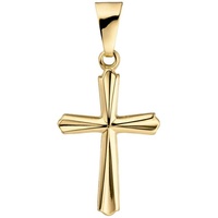 Schmuck Krone Kettenanhänger Kreuzanhänger Kreuz mit Streifen, 375 Gelbgold, Gold 375