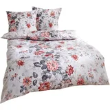 Traumschlaf Feinflanell Blumen Rot 200 x 200 cm + 2 x 80 x 80 cm