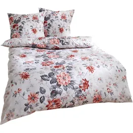 Traumschlaf Feinflanell Blumen Rot 200 x 200 cm + 2 x 80 x 80 cm