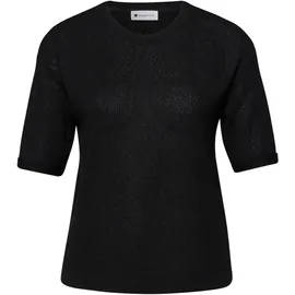 STREET ONE T-Shirt mit Rundhals, im Strick-Look - schwarz,