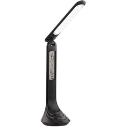 Kabellose Schreibtischlampe mit Akku LED Nachttischlampe Touch dimmbar Tischlampe mit Uhr, beweglicher Spot, schwarz, 4W 200lm neutralweiß, LxH 20x42,5 cm