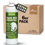 bio-chem Abflussreiniger EXTRA STARK 6x 1 L Profi Rohrreiniger, Geruchsneutral Rohrreiniger (Sparpaket, [- HAAR-WEG Abflussfrei 6x 1 l Chlorfrei und geruchsneutral – sicher in Anwendung) weiß