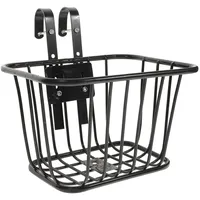 JISADER Fahrrad-Lenkerkorb vorne mit Haken, generisch, schwarz, für Mountainbike, verstärkter Rahmen, Zubehör, 25 x 18 x 15 cm