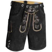 Trachtenlederhose ALESSANDRO SALVARINI "ASLederiio", Herren, Gr. 58, Normalgrößen, schwarz, 100% Rindsleder, Hosen, Aus echtem Leder inkl. Träger