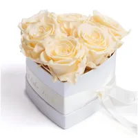 ROSEMARIE SCHULZ Heidelberg Infinity Herz Rosenbox - 15 x 10 cm 6 echte Rosen konserviert - Besondere (Beige, Medium)