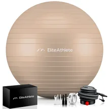 HOEL EliteAthlete® Gymnastikball Sitzball Büro ergonomisch mit Anti Burst System - Fitness Yoga Pilates Schwangerschaft - Schwangerschaftsball Fitnessball Yogaball - Yoga Ball inkl. Luftpumpe - Cappu 65cm Cappuccino-Beige 65 CM