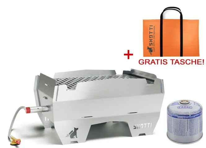 SKOTTI OUTDOOR 2.0 Gasgrill inkl. gratis Tasche + CA500-N 500g Ventil-Gas-Kartusche