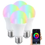 Luminea Home Control LED-Lampen E27 4 St. RGB-CCT 9W 806 Lumen ZigBee-kompatibel